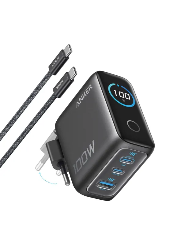 anker-100w-usb-c-ladeger-t-gan-iii-3-port-wandladeger-t-mit-smart-display-touch- image 1