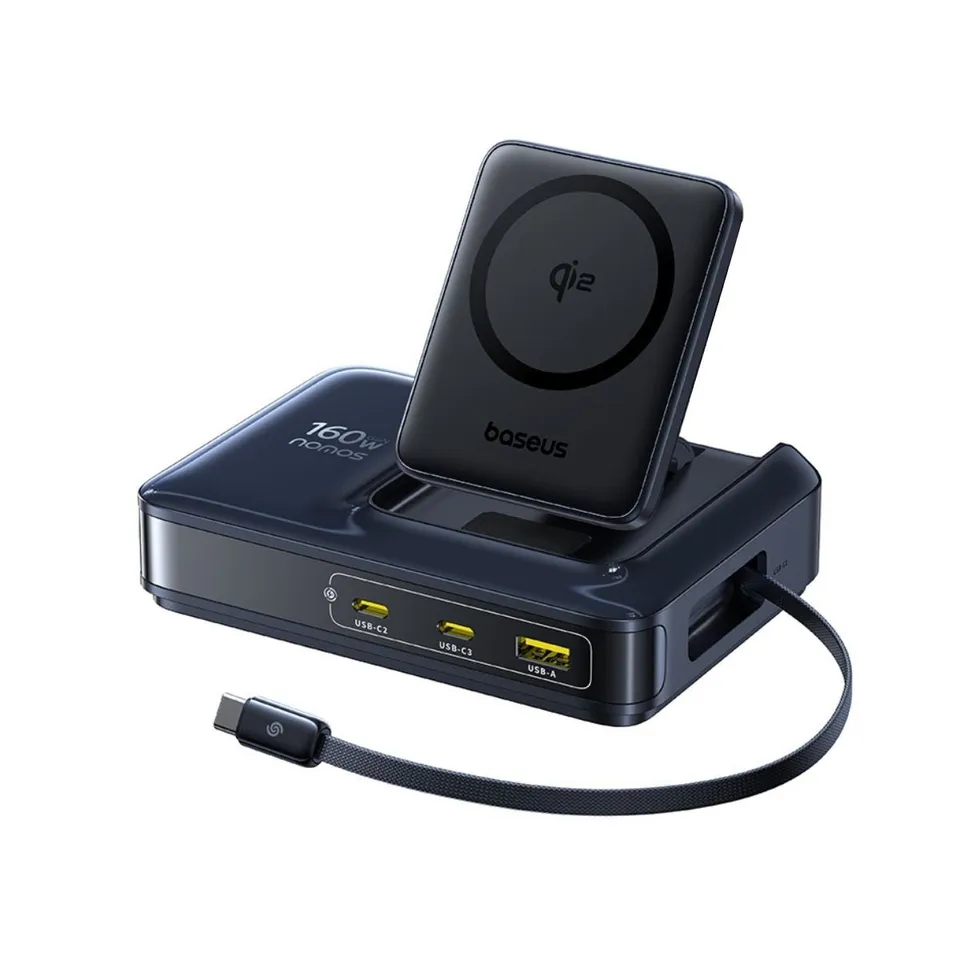 baseus-nomos-nh21-5-in-1-desktop-charging-station-160w-gan-15w-wireless-100w-ret image 1