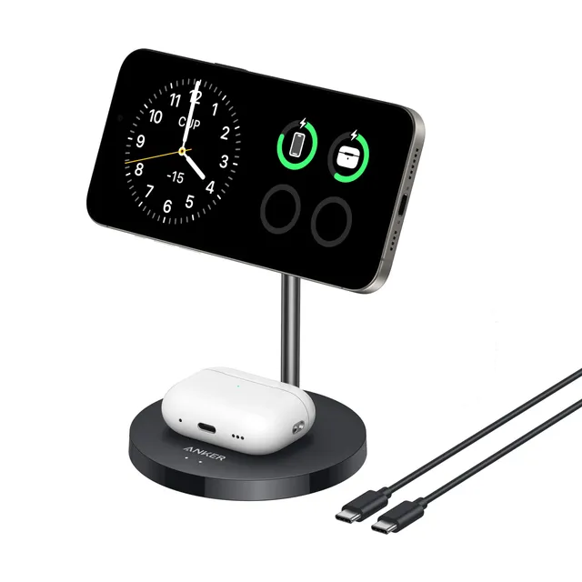 anker-maggo-15w-magsafe-kompatibles-2-in-1-kabelloses-ladeger-t-qi2-induktions-l image 1