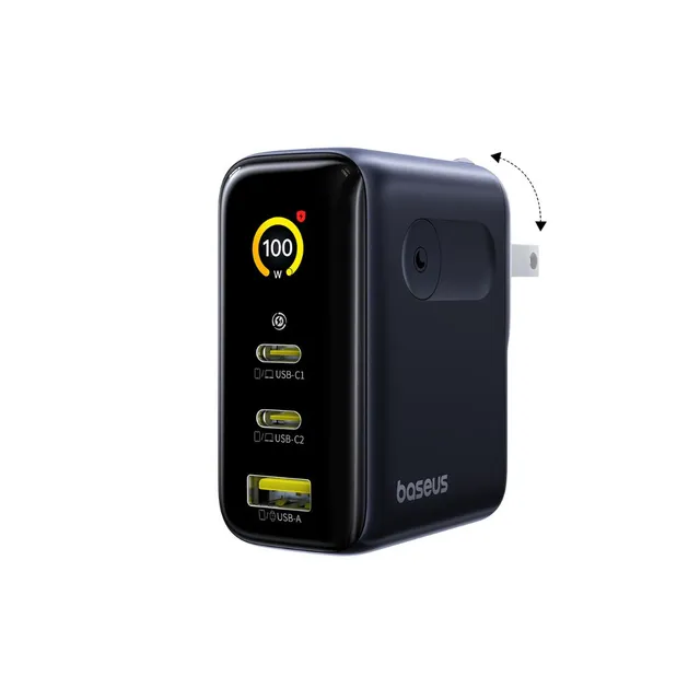 baseus-picogo-ae21-100w-gan-netzteil-3-port-2x-usb-c-usb-a-mit-echtzeit-display image 1