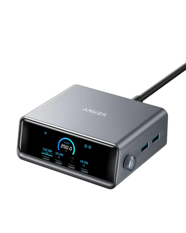 anker-prime-250w-usb-c-ladeger-t-6-port-gan-ladestation-mit-2-26-lcd-display-und image 1