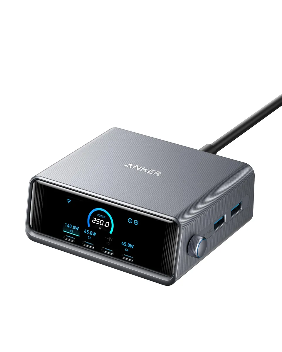 anker-prime-250w-usb-c-ladeger-t-6-port-gan-ladestation-mit-2-26-lcd-display-und image 1