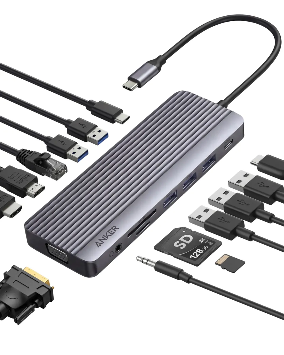 anker-usb-c-hub-14-in-1-triple-display-docking-station-mit-2-4k-hdmi-vga-80w-pas image 1