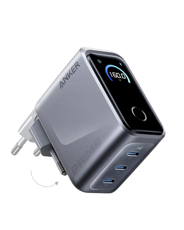 anker-prime-160w-usb-c-ladeger-t-kompakter-gan-ladeblock-mit-3-ports-smart-displ image 1