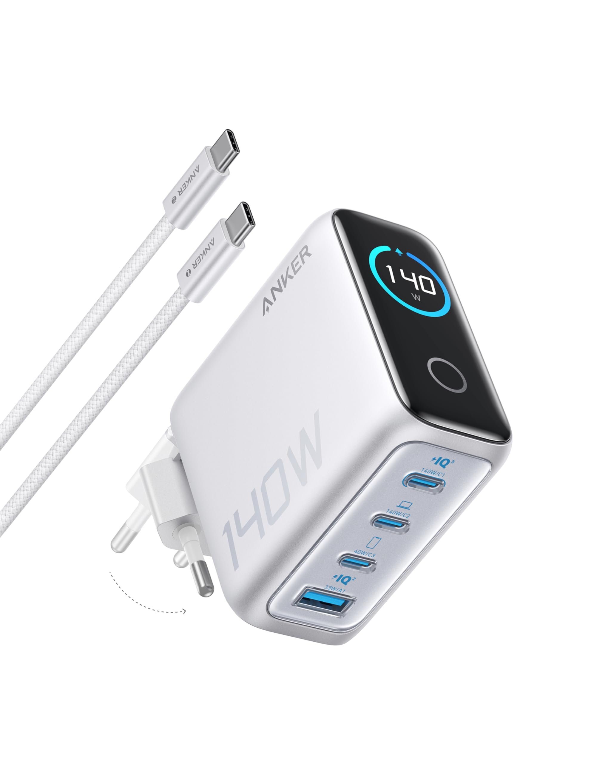 anker-140w-usb-c-ladeger-t-4-port-gan-netzteil-mit-farbdisplay-touch-control-und image 7