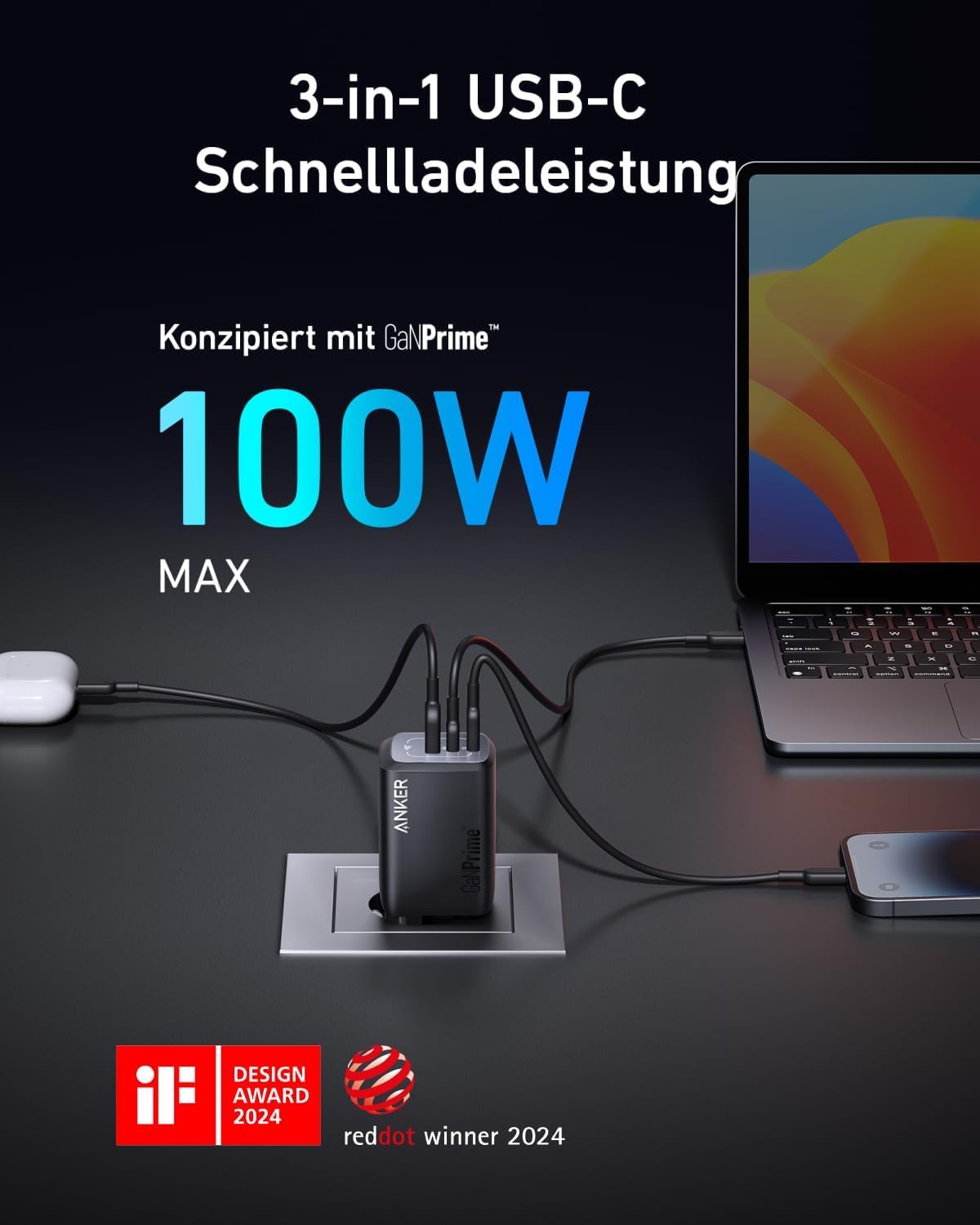 anker-prime-100w-usb-c-ladeger-t-gan-netzteil-mit-3-ports-pps-klappbar-f-r-macbo image 1