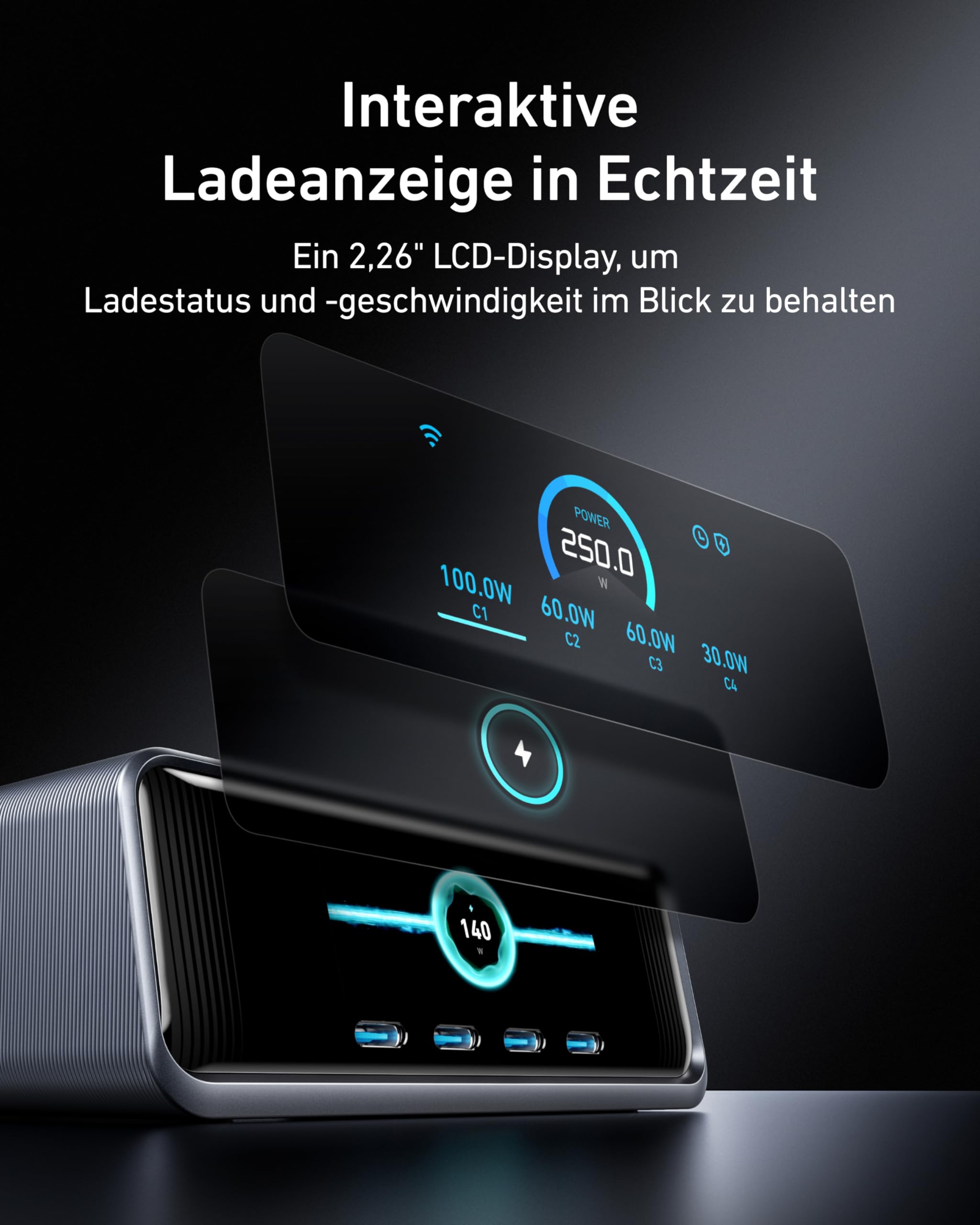 anker-prime-250w-usb-c-ladeger-t-6-port-gan-ladestation-mit-2-26-lcd-display-und image 4