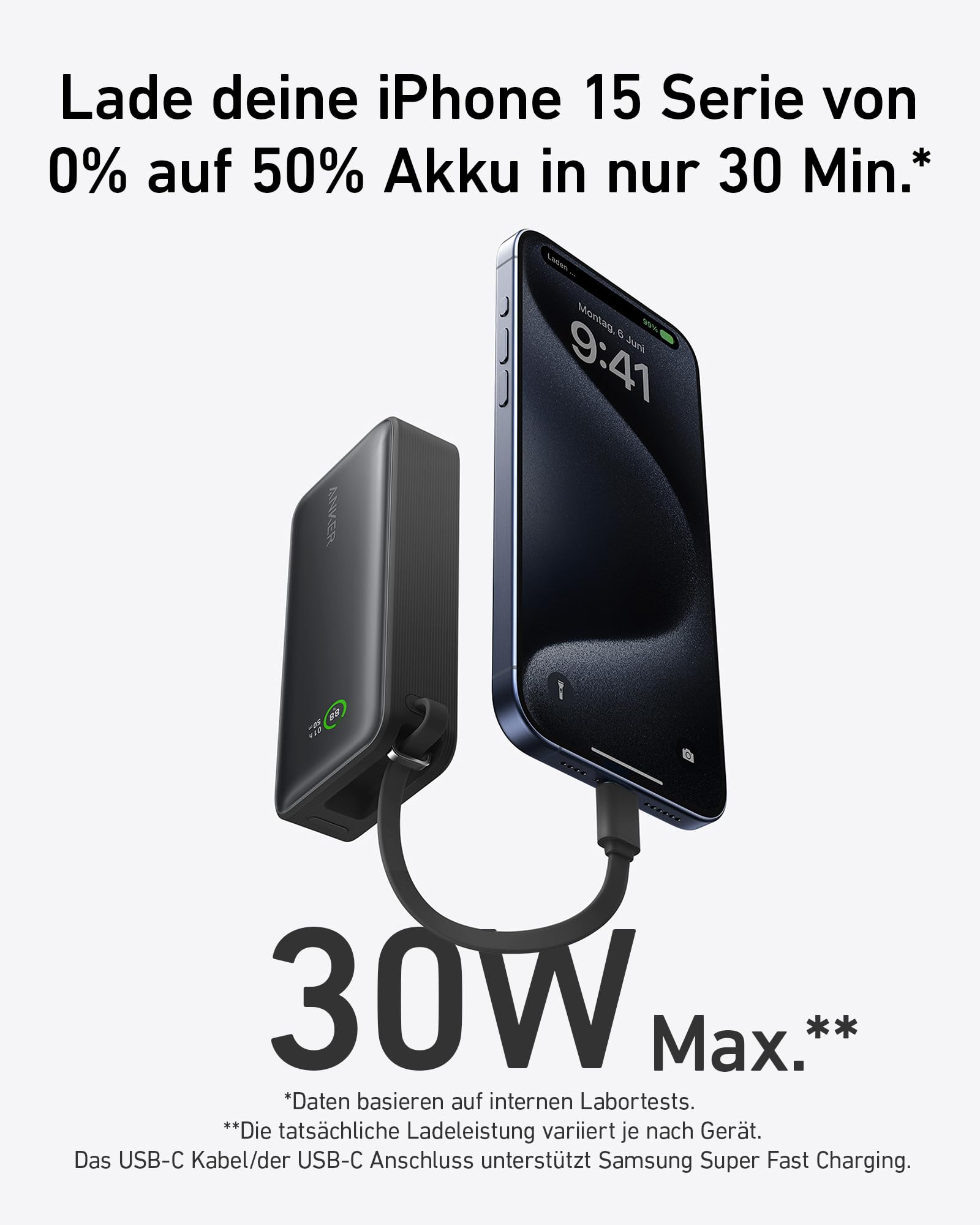 anker-nano-powerbank-10-000mah-mit-integriertem-usb-c-kabel-30w-pd-bidirektional image 2