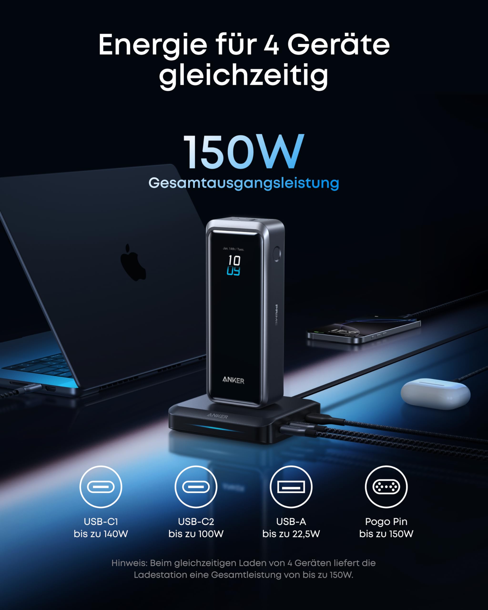 anker-prime-ladebasis-max-150w-schnellladestation-mit-3-ports-durchgangsladung-f image 3