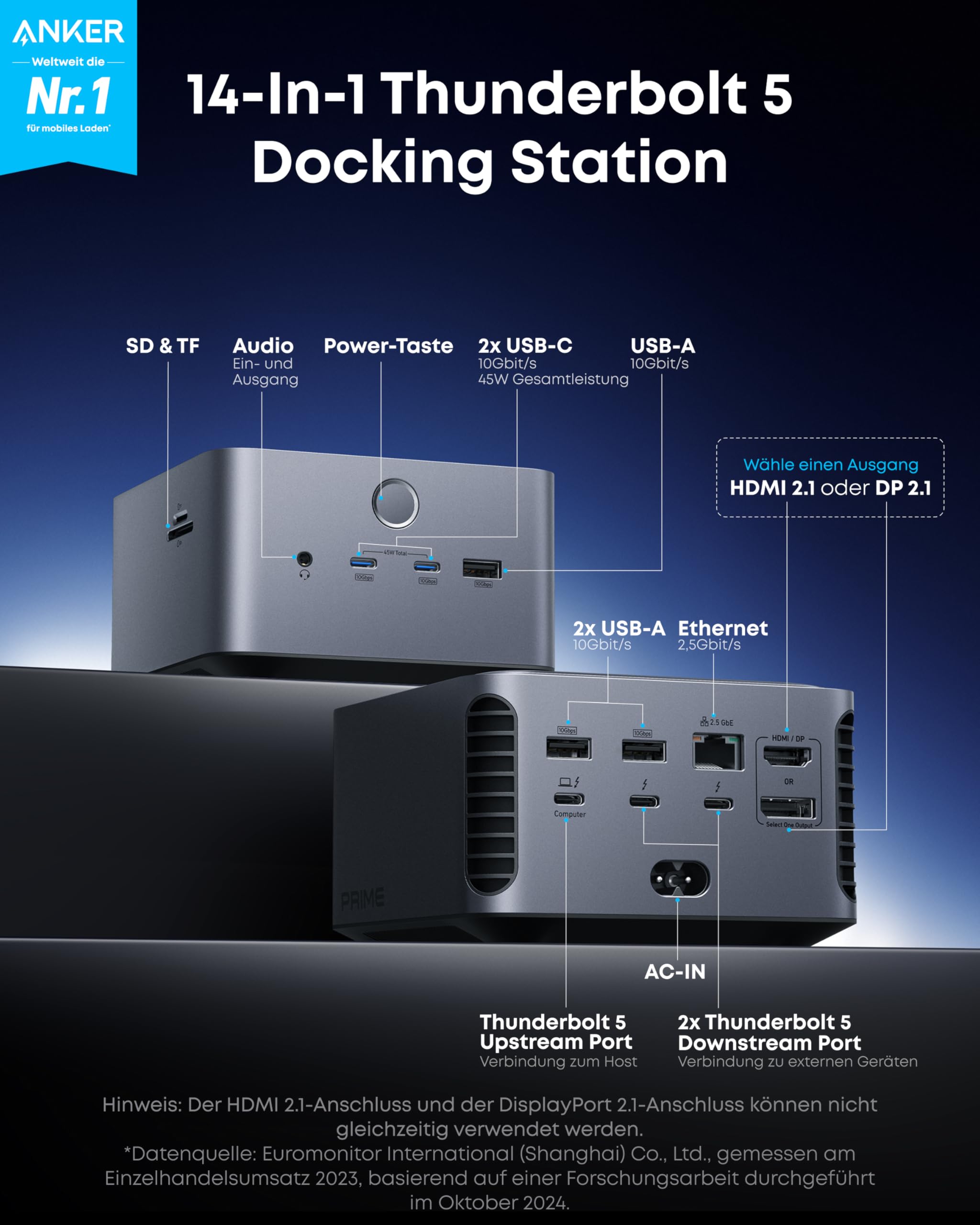 anker-prime-tb5-docking-station-14-port-thunderbolt-5-dock-mit-140w-laden-120-gb image 2