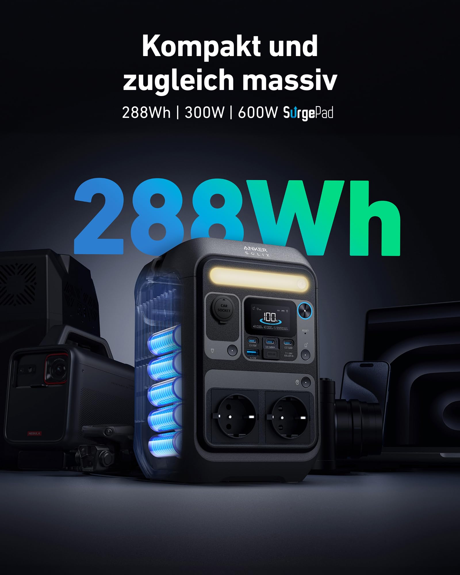 anker-solix-c300x-tragbare-powerstation-288wh-lifepo4-300w-600w-spitze-140w-usb- image 3