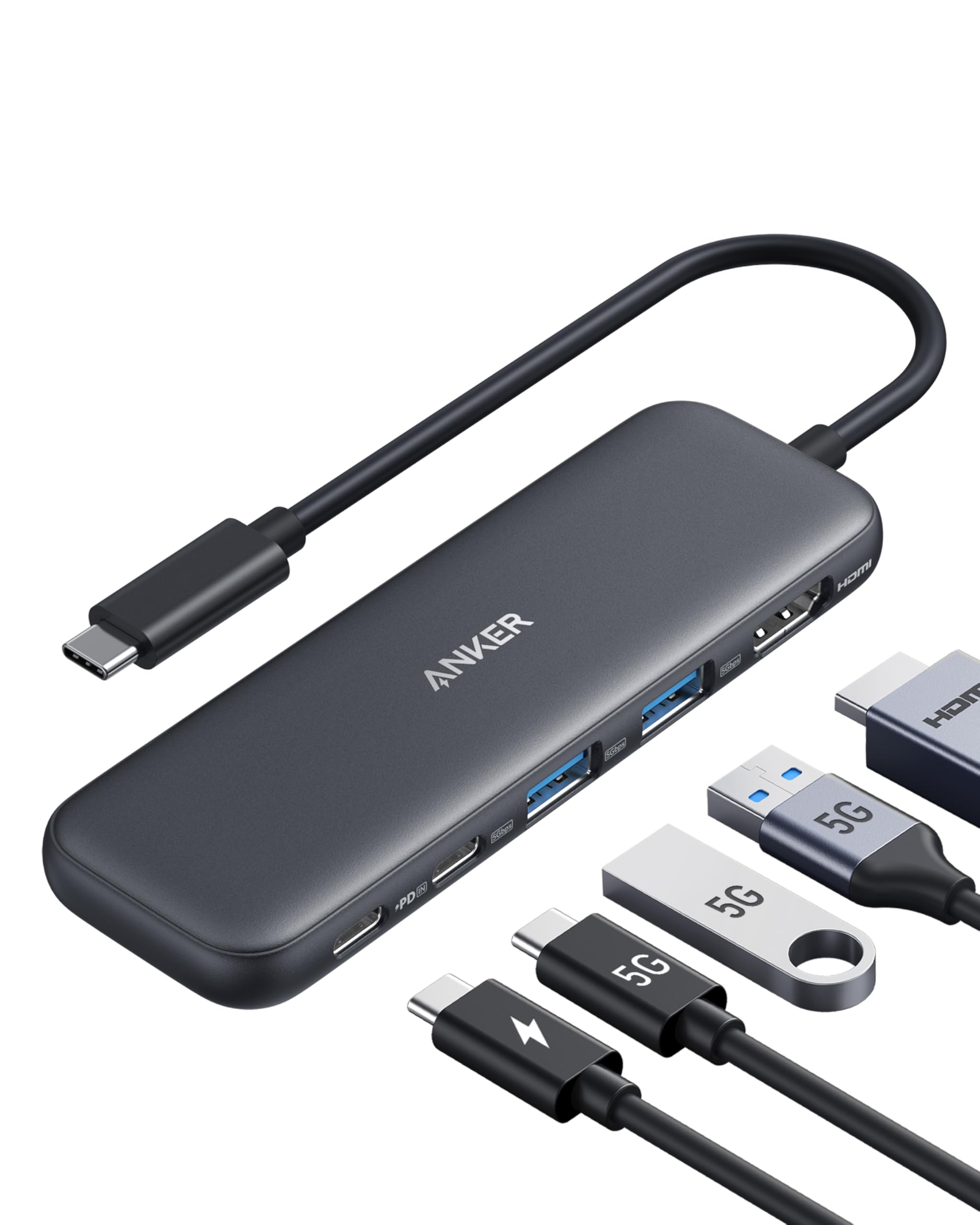anker-332-usb-c-hub-5-in-1-mit-4k-hdmi-5-gbit-s-datenanschluss-2-usb-a-ports-und image 1