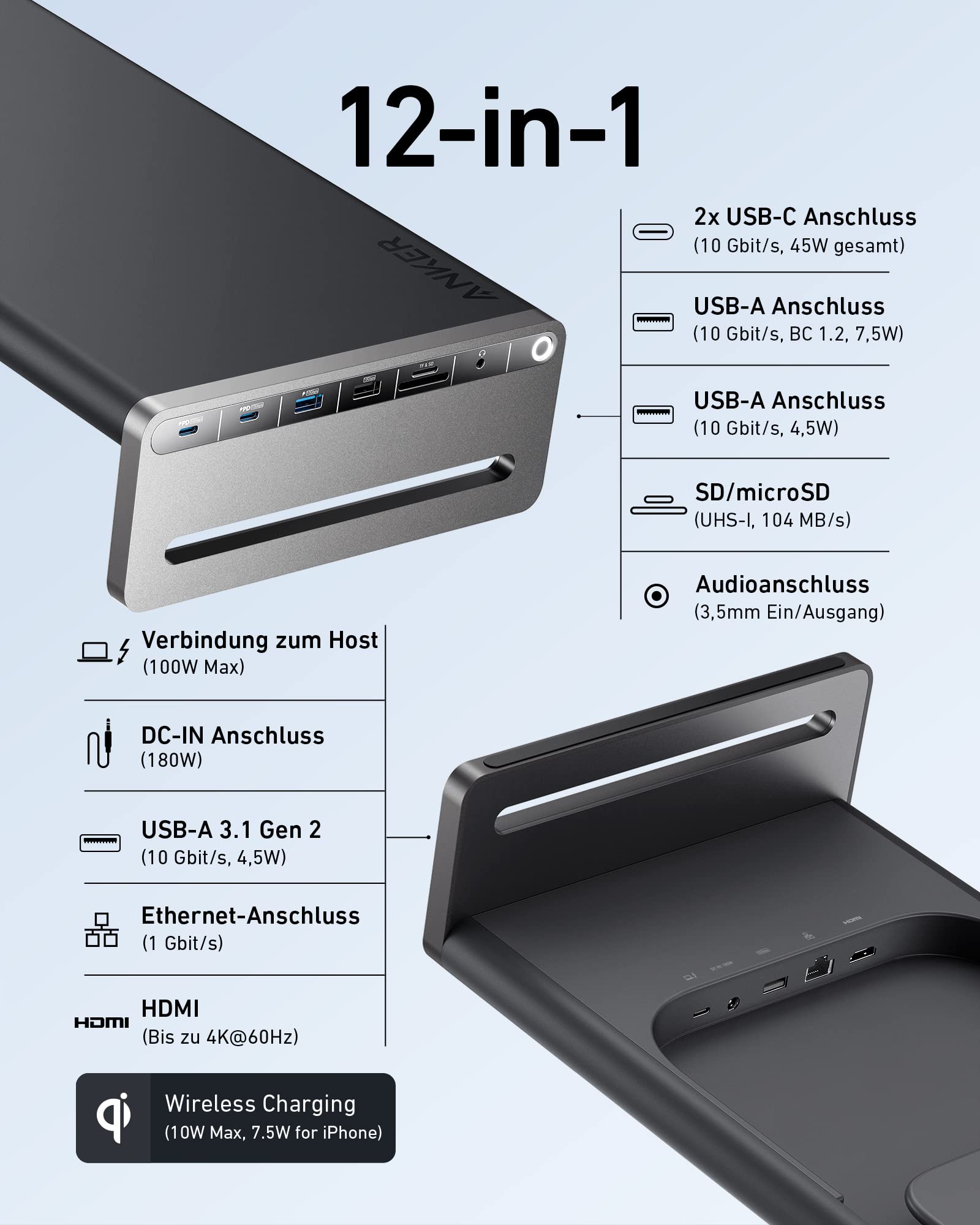 anker-675-usb-c-docking-station-12-in-1-monitorst-nder-mit-kabellosem-ladepad-4k image 2