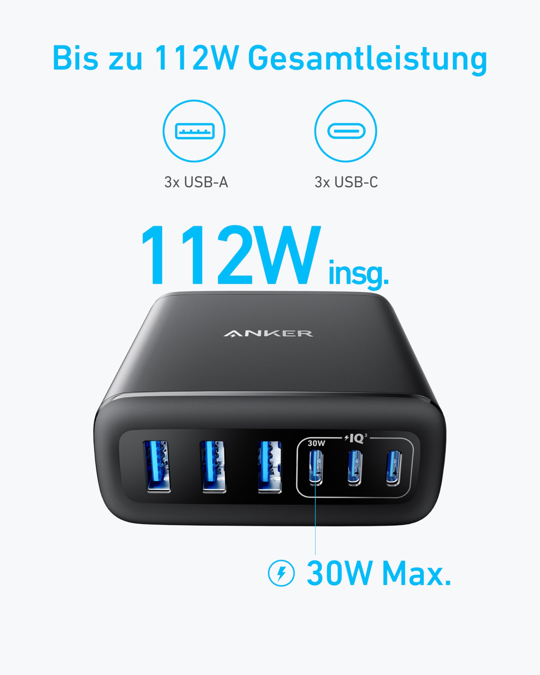 anker-112w-usb-c-ladeger-t-6-port-ladestation-3x-usb-c-3x-usb-a-f-r-iphone-macbo image 4