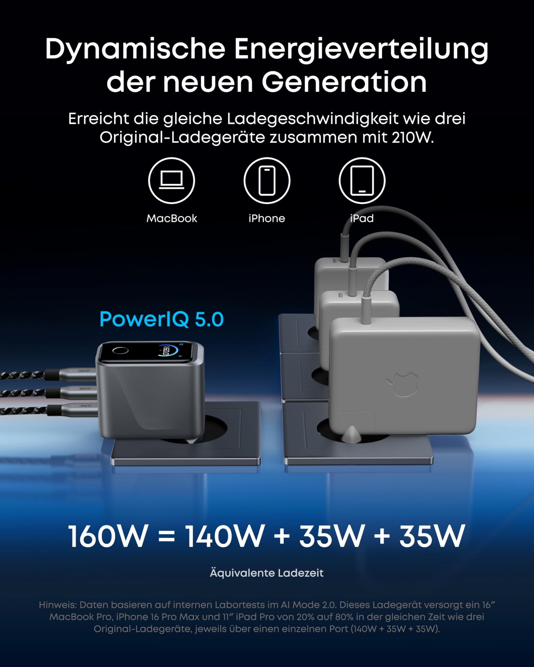 anker-prime-160w-usb-c-ladeger-t-kompakter-gan-ladeblock-mit-3-ports-smart-displ image 3