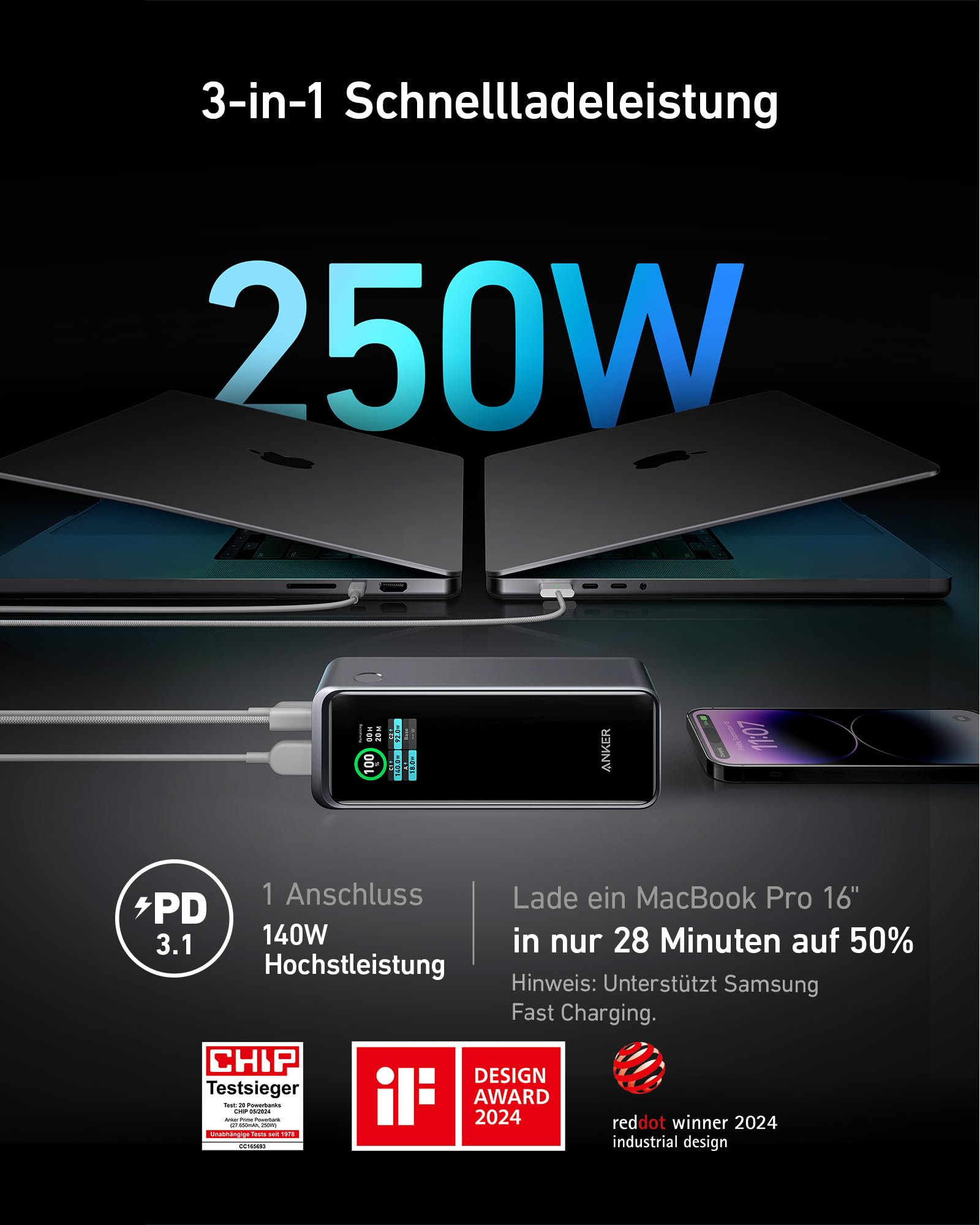 anker-prime-27-650mah-powerbank-250w-mit-3-anschl-ssen-pd-3-1-und-smart-app-steu image 2
