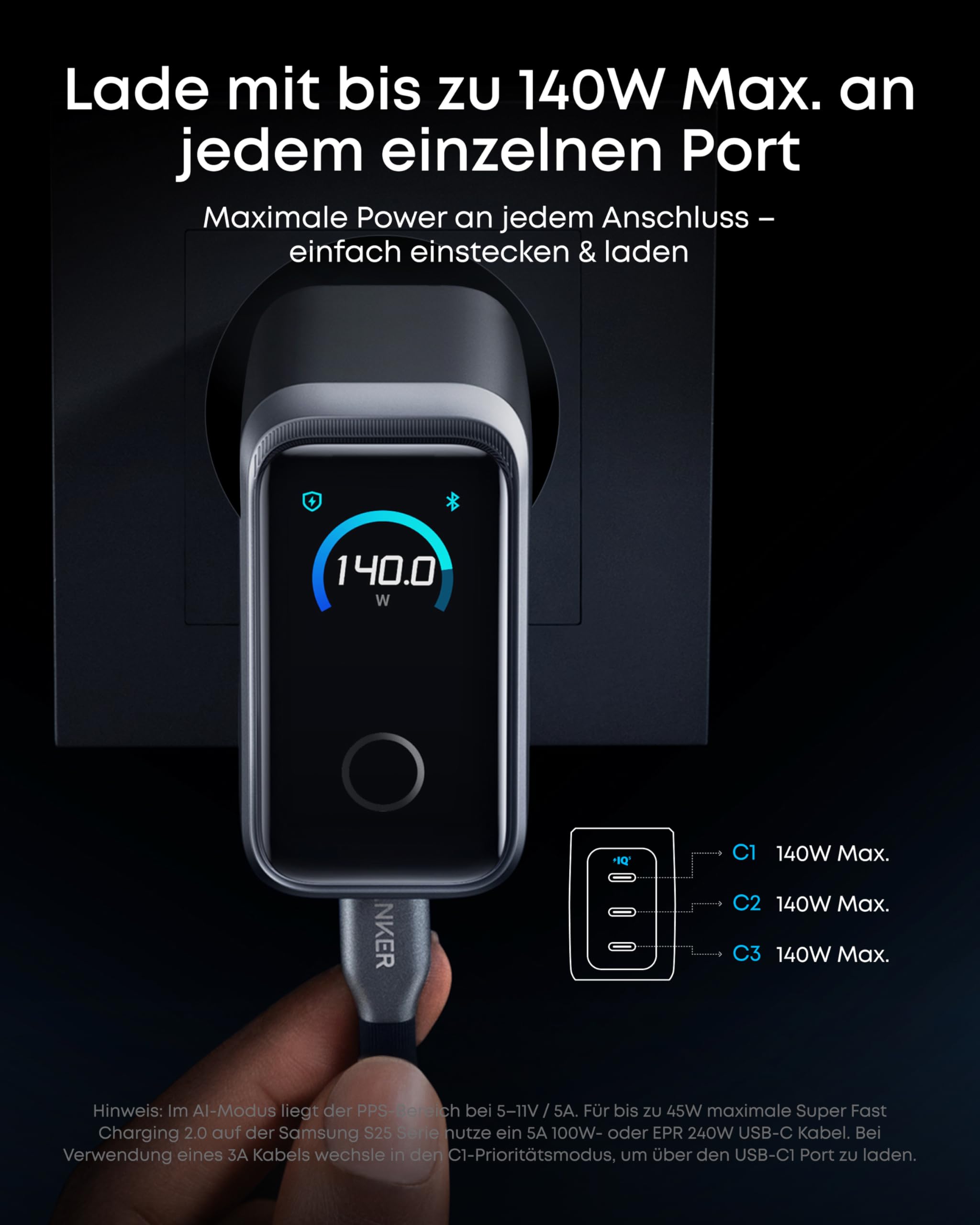 anker-prime-160w-usb-c-ladeger-t-kompakter-gan-ladeblock-mit-3-ports-smart-displ image 4