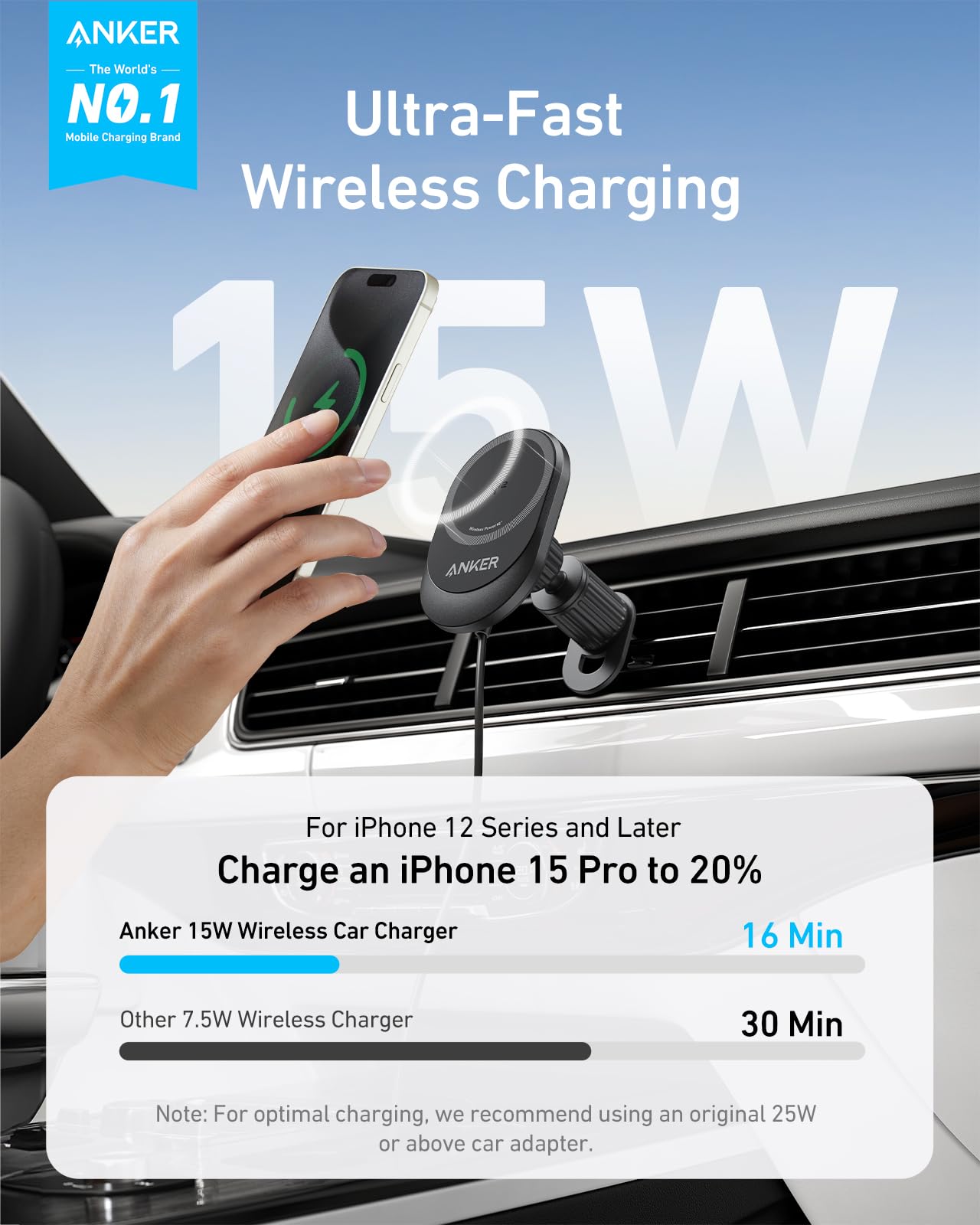 anker-maggo-15w-magsafe-autohalterung-kabelloses-kfz-ladeger-t-mit-360-verstellb image 3