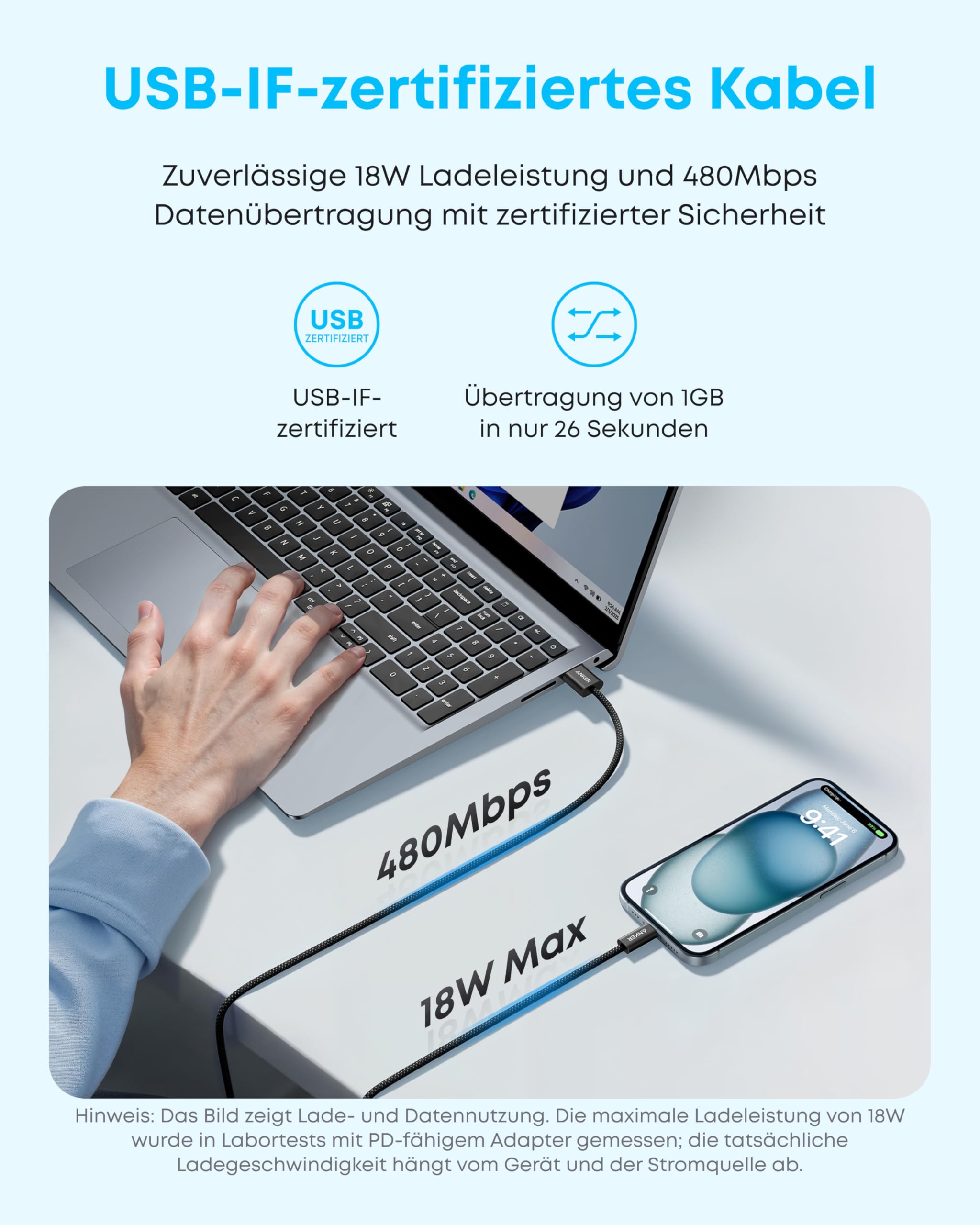 anker-zolo-usb-auf-usb-c-kabel-1-8-m-3-1a-geflochtenes-ladekabel-mit-nahtloser-c image 7