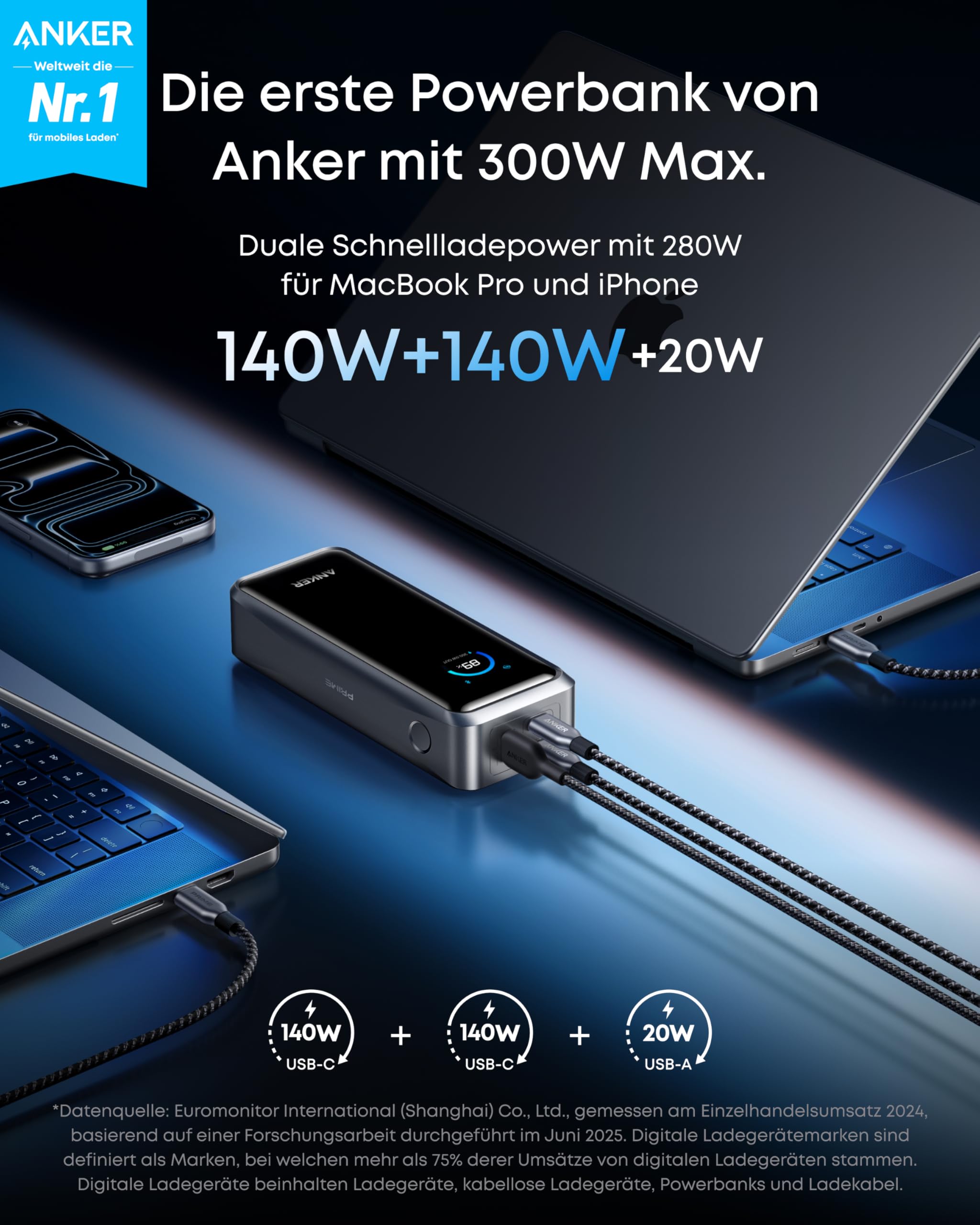 anker-prime-powerbank-26250-mah-300w-max-mit-140w-single-port-tsa-zugelassen-app image 2