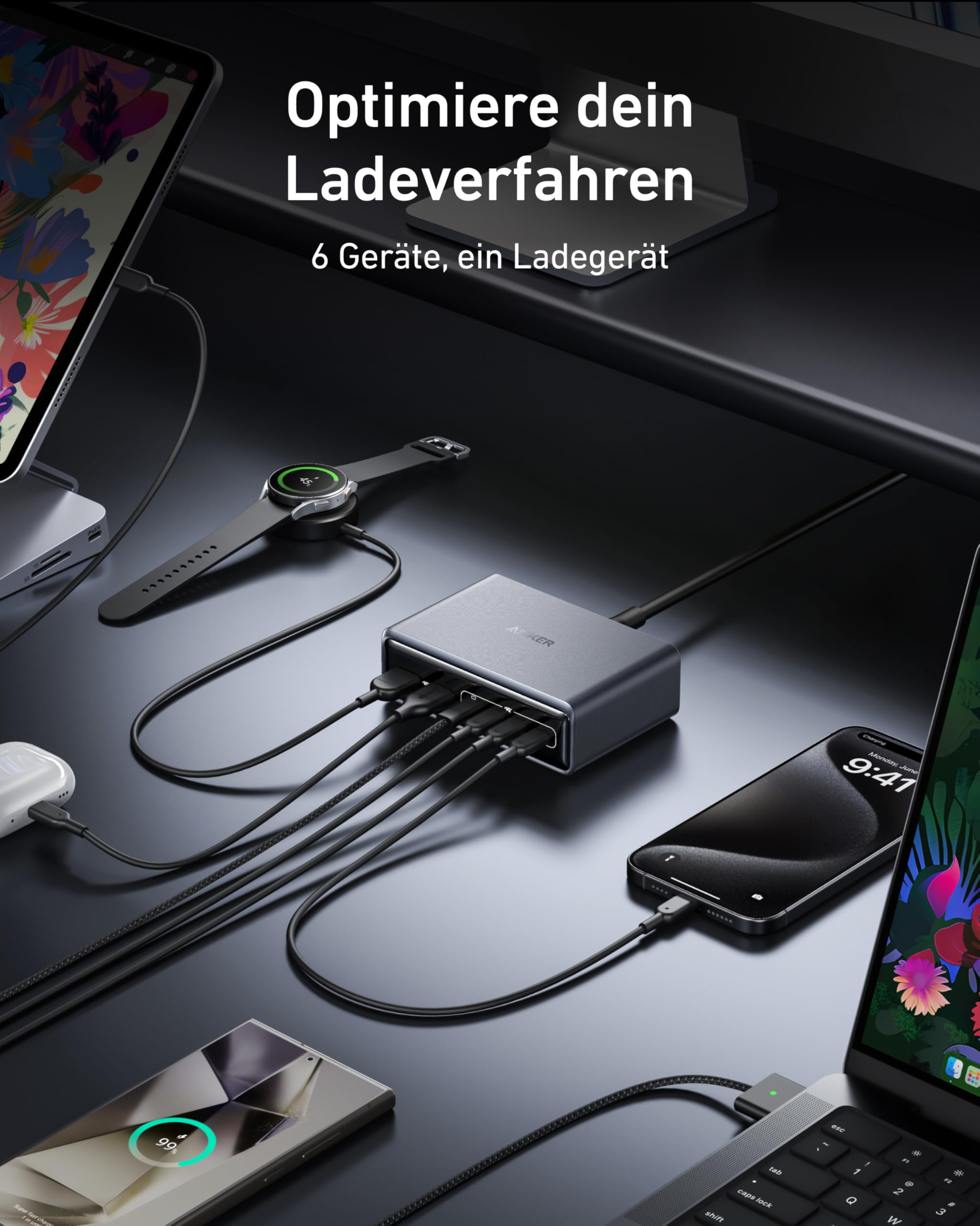 anker-prime-200w-usb-c-ladeger-t-6-port-gan-desktop-ladestation-mit-activeshield image 4