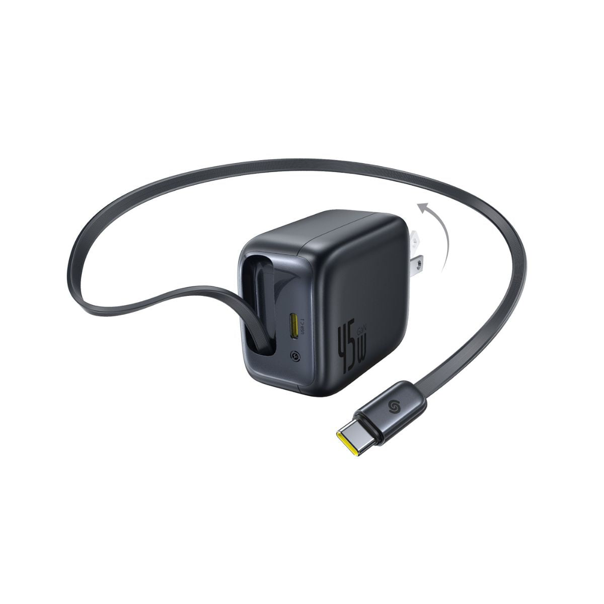 baseus-enercore-cj11-45w-schnellladeger-t-mit-einziehbarem-usb-c-kabel-2c-dualpo image 3