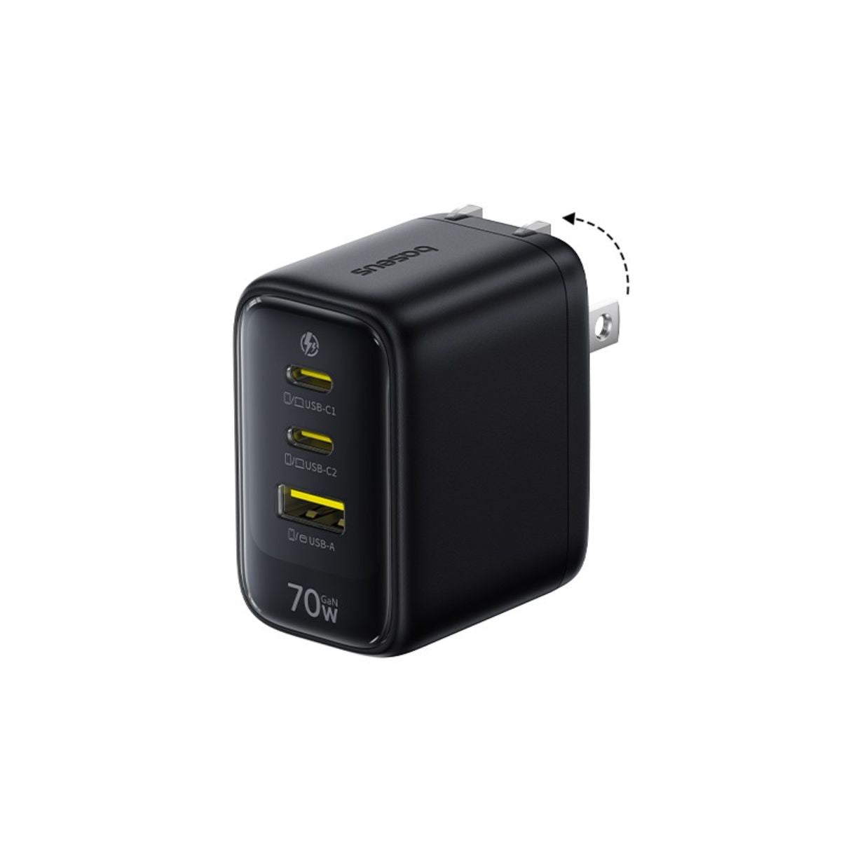 baseus-enerfill-fe22-gan6-fast-charger-70w-netzteil-mit-2x-usb-c-usb-a-und-kompa image 1