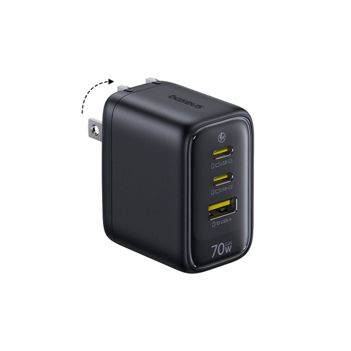 baseus-enerfill-fe22-gan6-fast-charger-70w-netzteil-mit-2x-usb-c-usb-a-und-kompa image 3