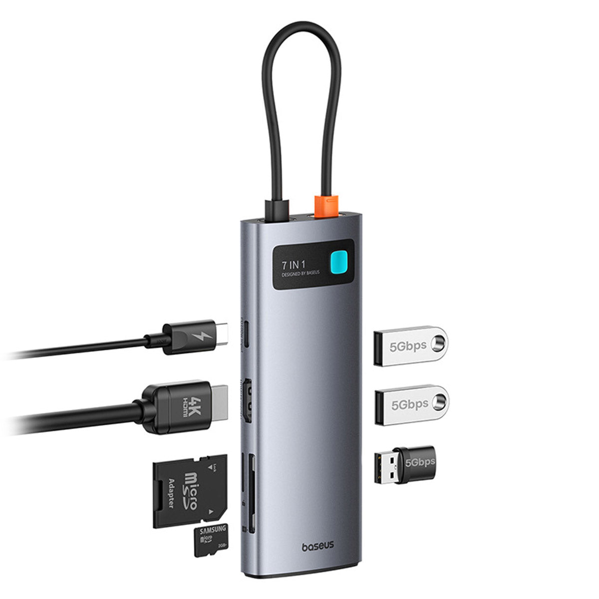 baseus-joystar-7-in-1-usb-c-hub-7-in-1-hub-mit-4k-hdmi-100w-power-delivery-5gbps image 7