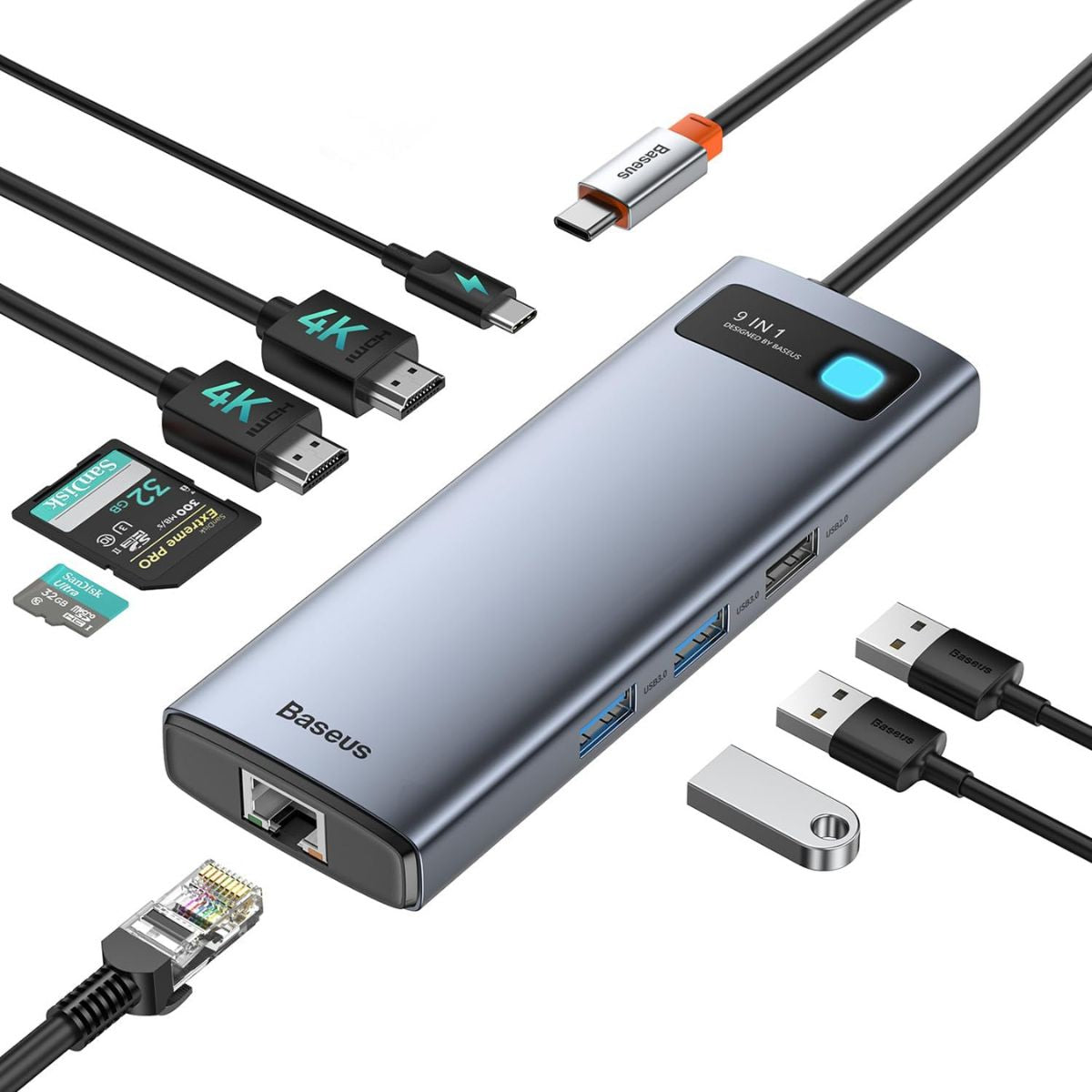 baseus-metal-gleam-series-9-in-1-usb-c-hub-9-in-1-dockingstation-mit-4k-60hz-hdm image 3