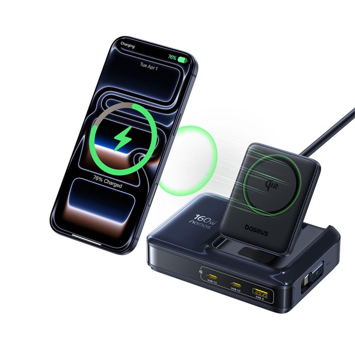 baseus-nomos-nh21-5-in-1-desktop-charging-station-160w-gan-15w-wireless-100w-ret image 5