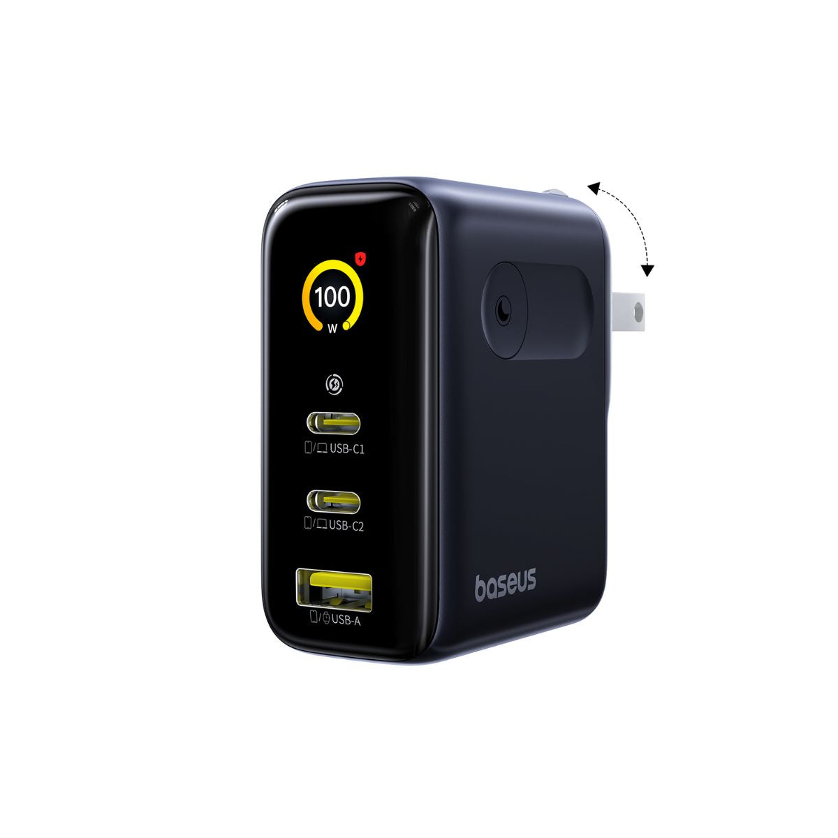 baseus-picogo-ae21-100w-gan-netzteil-3-port-2x-usb-c-usb-a-mit-echtzeit-display image 1
