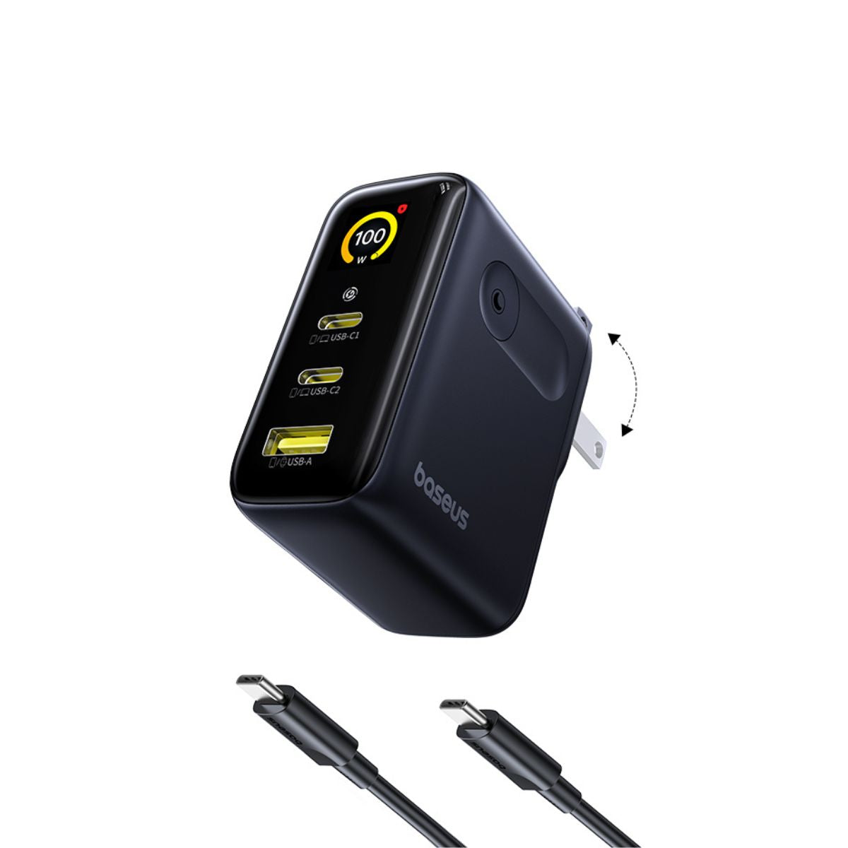 baseus-picogo-ae21-100w-gan-netzteil-3-port-2x-usb-c-usb-a-mit-echtzeit-display image 6
