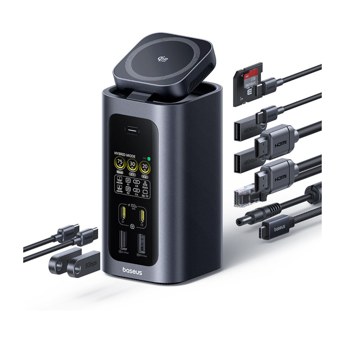 baseus-spacemate-rd1-pro-15-in-1-docking-station-qi-2-2-dual-4k-gan-smart-displa image 6